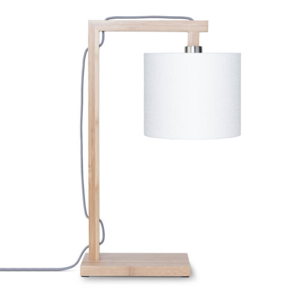 Scandinavische tafellamp linnen wit bamboe GOOD&MOJO Himalaya
