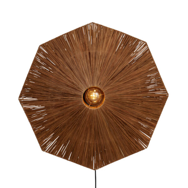 Achthoekige wandlamp bruin raffia L GOOD&MOJO Panama