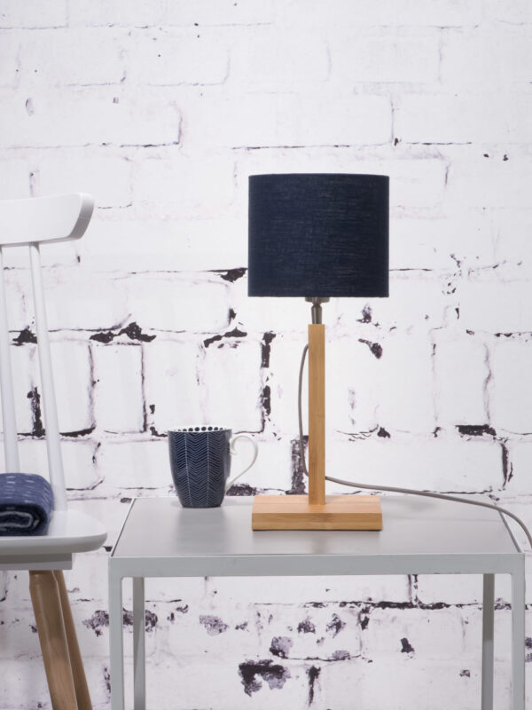 Ronde blauwe linnen Scandinavische tafellamp GOOD&MOJO Fuji - Image 2