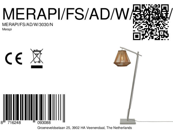 Naturel/witte bamboe lantaarn vloerlamp GOOD&MOJO Merapi - Image 12