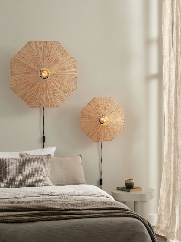 Achthoekige raffia wandlamp naturel L GOOD&MOJO Panama - Image 2