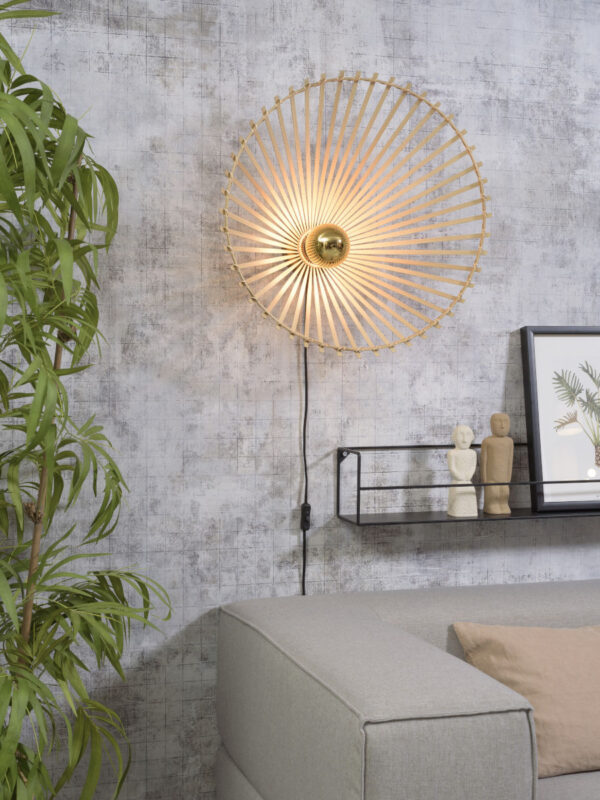 Zwarte-naturel bamboe bohemien wandlamp GOOD&MOJO Bromo - Image 2