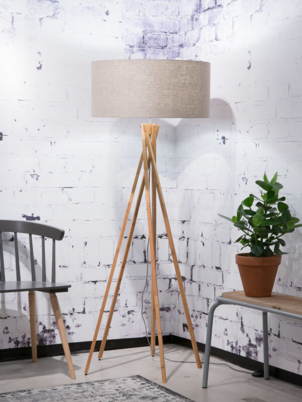 Grijze vloerlamp bamboe linnen Boheems GOOD&MOJO Kilimanjaro - Image 2