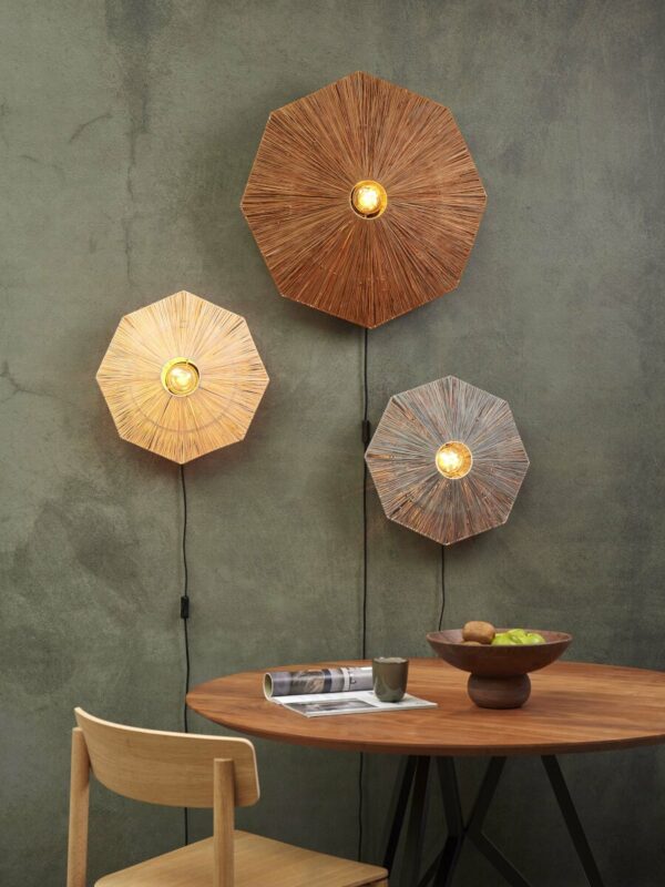 Achthoekige wandlamp bruin raffia L GOOD&MOJO Panama - Image 3