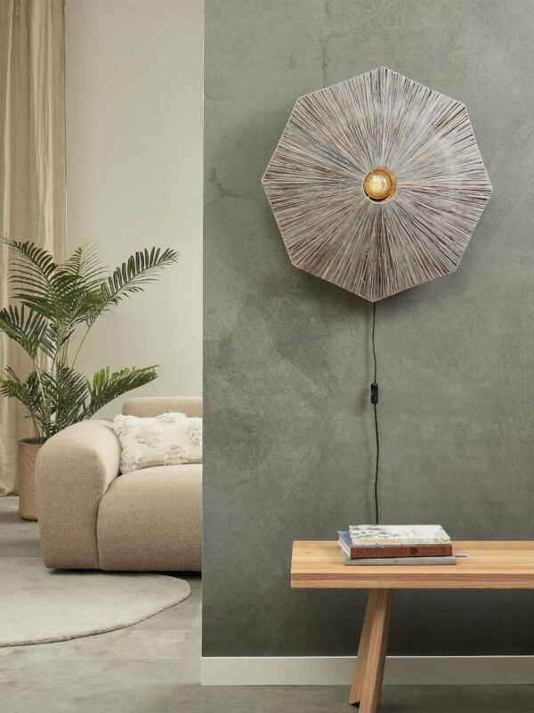 Wandlamp grijs raffia achthoek L GOOD&MOJO Panama - Image 5