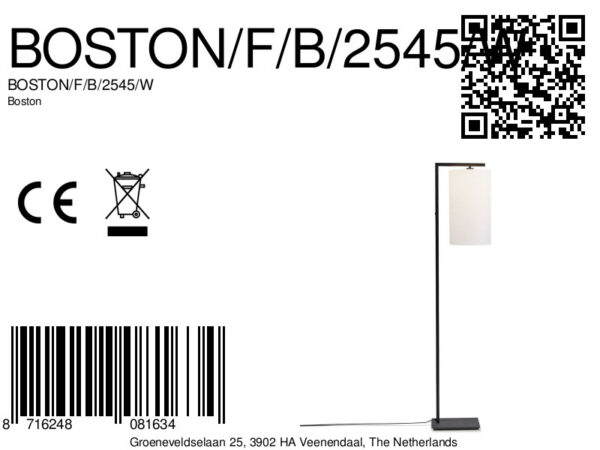 Vloerlamp metaal/katoen witte cilinderkap It's About RoMi Boston - Image 8