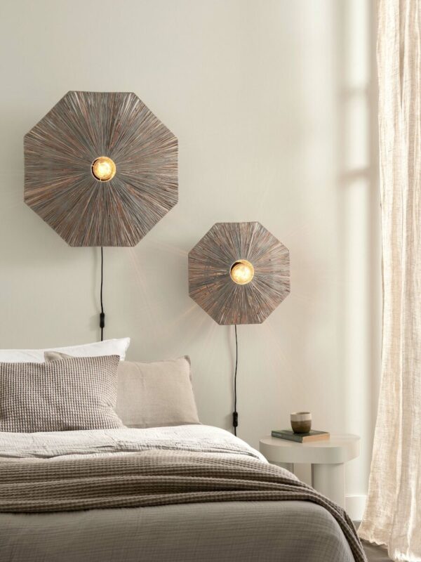 Wandlamp grijs raffia achthoek L GOOD&MOJO Panama - Image 2
