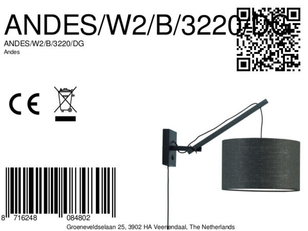 Donkergrijze wandlamp enkelgewricht GOOD&MOJO Andes - Image 6