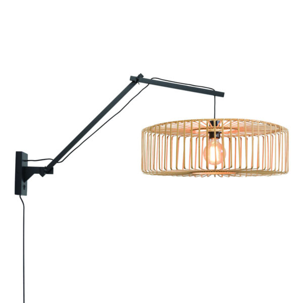 Zwart-naturel bohemian bamboe wandlamp GOOD&MOJO Bromo