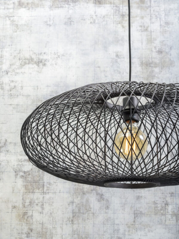 Zwarte-naturel wandlamp gevlochten GOOD&MOJO Cango - Image 3