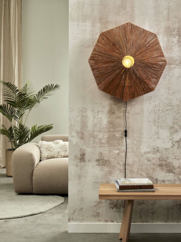 Achthoekige wandlamp bruin raffia L GOOD&MOJO Panama - Image 5