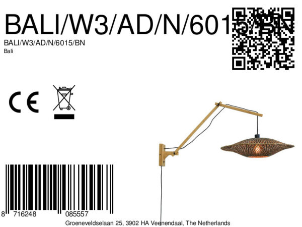 Wandlamp knikarm bamboe naturel GOOD&MOJO Bali - Image 11