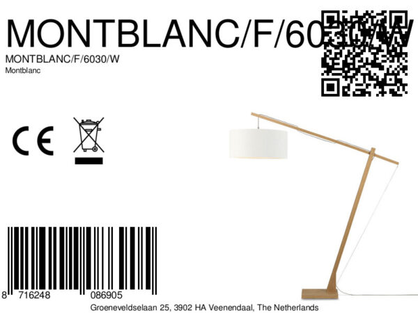 Witte linnen Scandinavische vloerlamp GOOD&MOJO Montblanc - Image 13