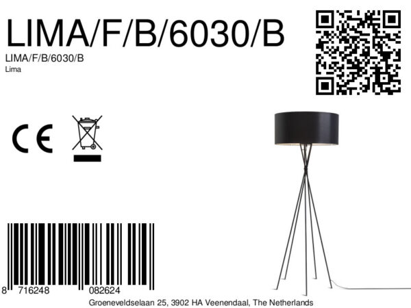5-potige vloerlamp zwart metaal/katoen It's About RoMi Lima - Image 7