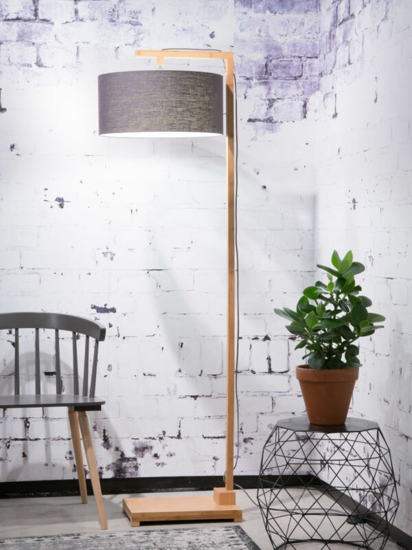 Grijze linnen vloerlamp rond Scandinavisch GOOD&MOJO Himalaya - Image 2