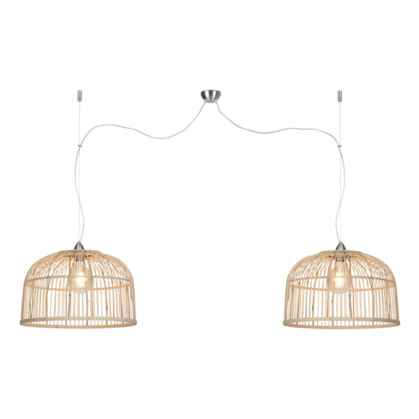 2-lichts hanglamp bamboe naturel/nikkel L GOOD&MOJO Borneo