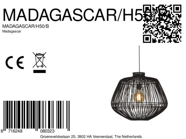 Zwart rotan organische hanglamp GOOD&MOJO Madagascar - Image 9
