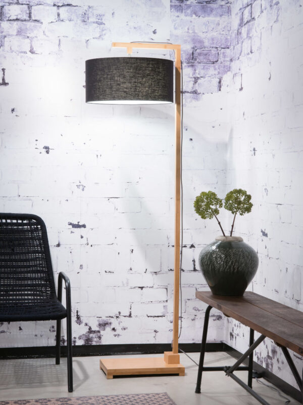 Ronde zwarte Scandinavische bamboe vloerlamp GOOD&MOJO Himalaya - Image 2