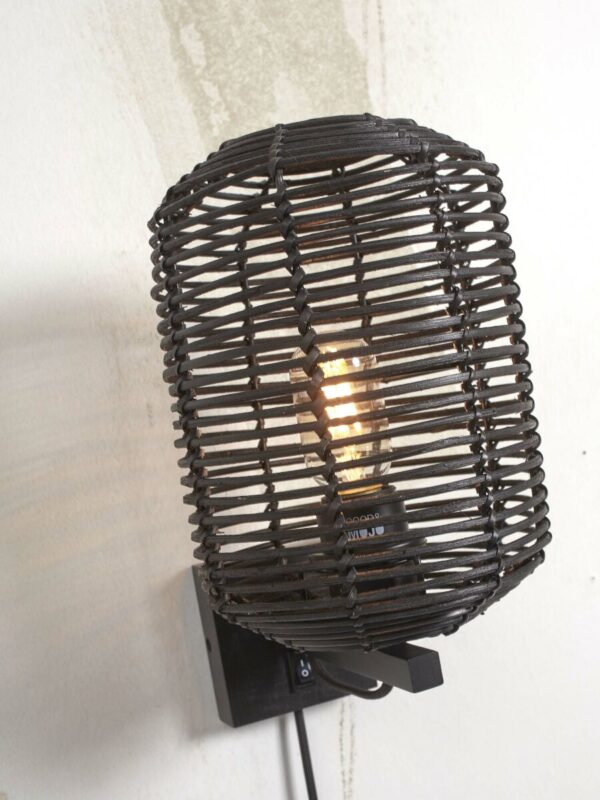 Zwarte bohemian wandlamp metaal rotan GOOD&MOJO Tanami - Image 3