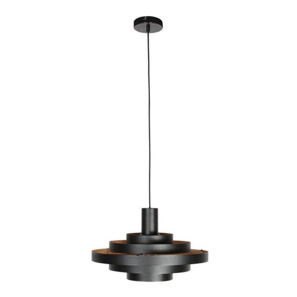 Retro zwarte hanglamp met openringstructuur Steinhauer Halo Cirque - Image 6