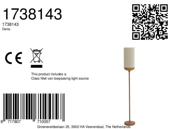 Beige/naturel rechte vloerlamp metaal Light & Living Dania - Image 2