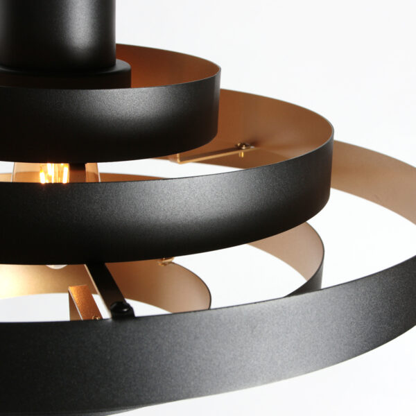 Retro zwarte hanglamp met openringstructuur Steinhauer Halo Cirque - Image 4