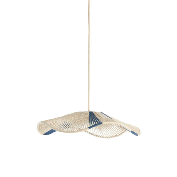Katoendraad hanglamp beige/blauw organisch Light & Living Rafa