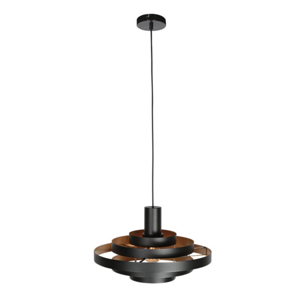 Retro zwarte hanglamp met openringstructuur Steinhauer Halo Cirque - Image 2