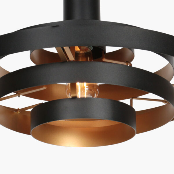 Retro zwarte hanglamp met openringstructuur Steinhauer Halo Cirque - Image 5