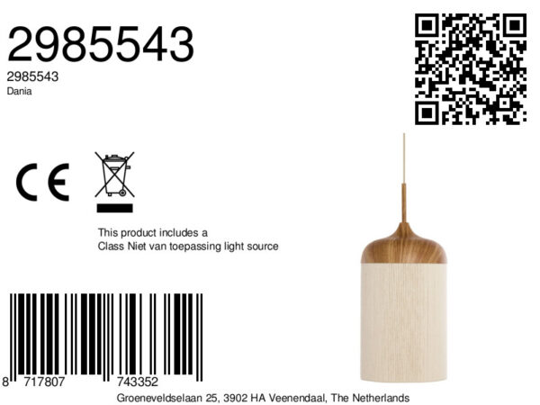 Bekervormige naturel/beige hanglamp katoendraad Light & Living Dania - Image 2