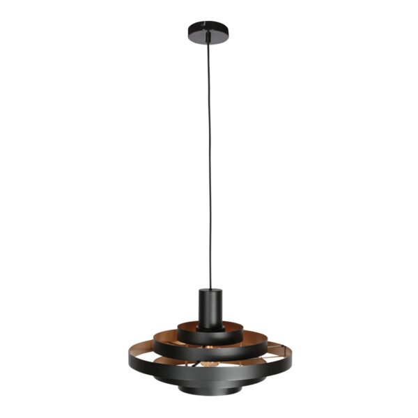 Retro zwarte hanglamp met openringstructuur Steinhauer Halo Cirque - Image 10