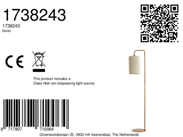 Gebogen katoen/metalen vloerlamp bruin Light & Living Donio - Image 2