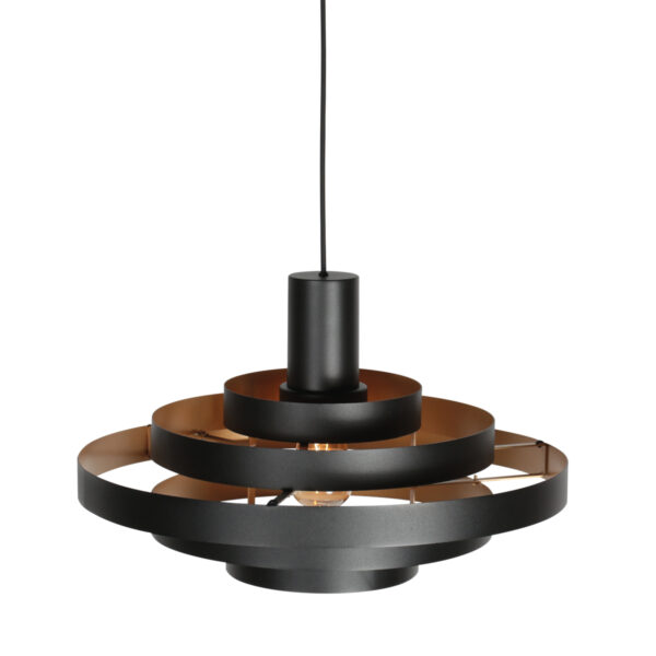 Retro zwarte hanglamp met openringstructuur Steinhauer Halo Cirque