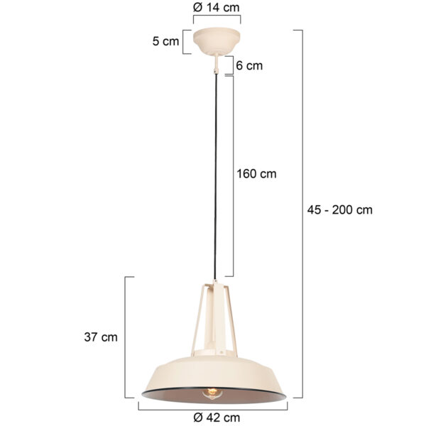 Cremekleurige trendy hanglamp Mexlite Eden - Ø 42cm - Image 7