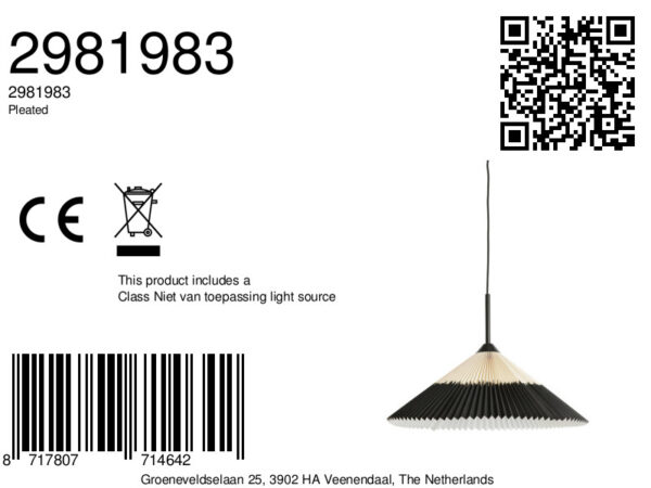 Hanglamp naturel/zwart textiel geplooid Light & Living Pleated - Image 2