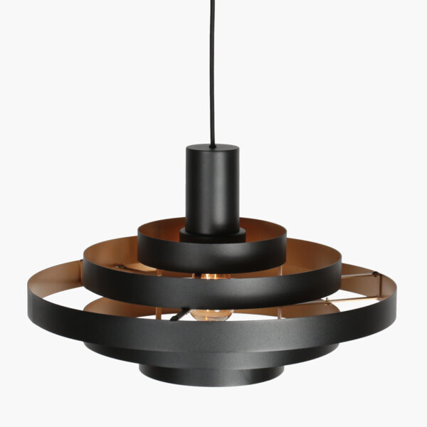 Retro zwarte hanglamp met openringstructuur Steinhauer Halo Cirque - Image 7