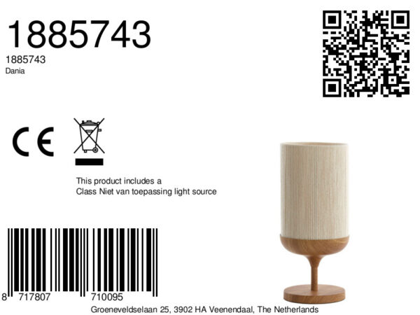 Bekervormige japandi tafellamp beige/naturel Light & Living Dania - Image 2