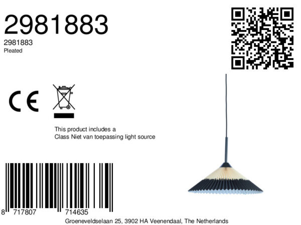 Geplooide hanglamp textiel naturel/zwart Light & Living Pleated - Image 2