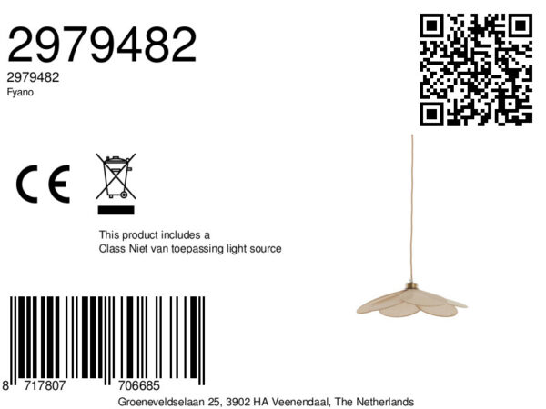 Beige bloemvorm hanglamp textiel Light & Living Fyano - Image 2