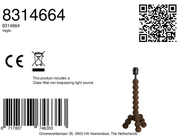 Donkerbruine tafellamp bollen hout Light & Living Veglio - Image 2