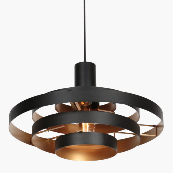 Retro zwarte hanglamp met openringstructuur Steinhauer Halo Cirque - Image 9