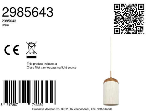 Naturel/beige bekervormige hanglamp katoendraad Light & Living Dania - Image 2