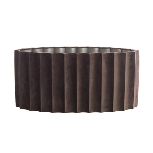 Donkerbruine ovale velvet geplooide lampenkap Light & Living Disli