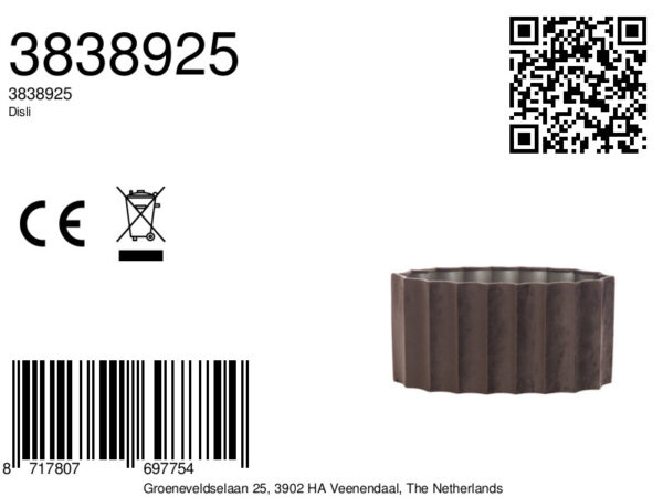 Geplooide ovale velvet lampenkap donkerbruin Light & Living Disli - Image 2