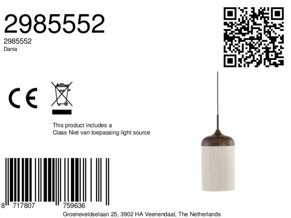 Hanglamp katoendraad bekervorm naturel/bruin Light & Living Dania - Image 2