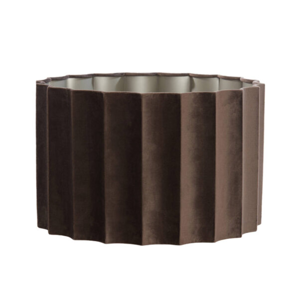 Geplooide donkerbruine velvet lampenkap Light & Living Disli