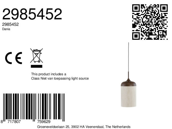 Naturel/bruine hanglamp katoendraad bekervorm Light & Living Dania - Image 2