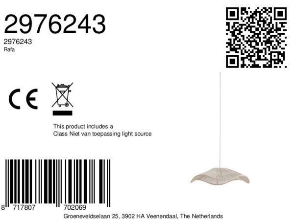 Beige organische hanglamp katoendraad Light & Living Rafa - Image 2