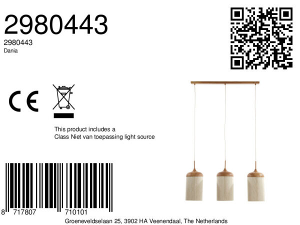3-licht hanglamp naturel/beige bekervorm Light & Living Dania - Image 2