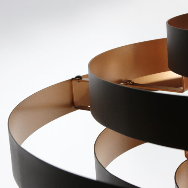 Retro zwarte hanglamp met openringstructuur Steinhauer Halo Cirque - Image 3